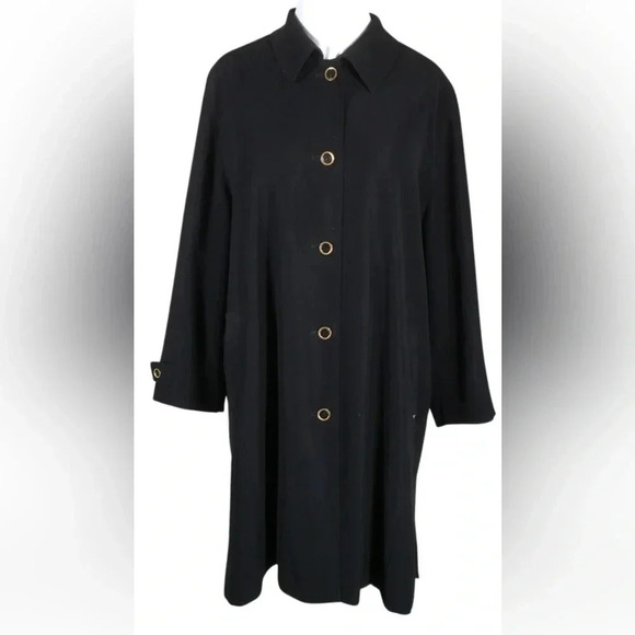 Novelti  coat,women large  PTP 21” black,front snap,shirt collar,career,classy - Picture 15 of 15